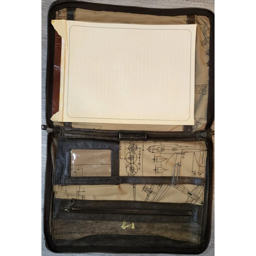 Vintage Scully Aviator Planner Binder Brown Leather Good Condition